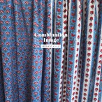 ブロックプリント生地【50cm単位】インド綿  ストライプ柄 ブルー×赤×白 #47098-BL2