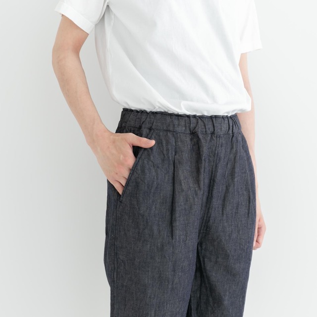 リネン RINEN 6オンスノットインディゴデニムショートイージーパンツ(R44307)ネイビー