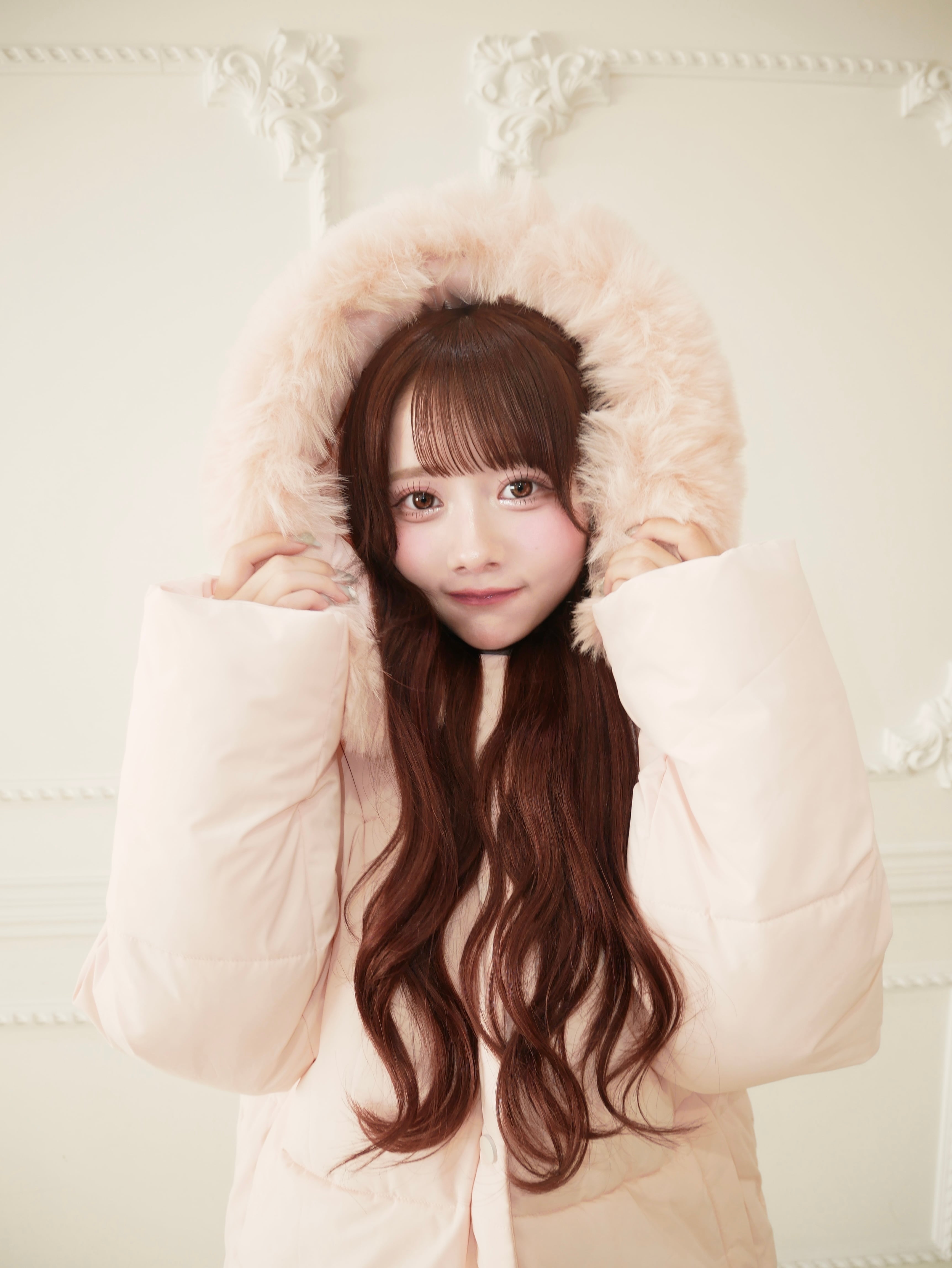milky pink down jacket