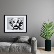 Albert Einstein｜知性とユーモアを描いた現代アートポスター｜書斎・オフィスに最適｜額縁セット・国内生産・A4ポスター