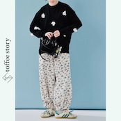 【2color】シックでエレガントな立体デコレーションクルーネックセーター 《i0521》