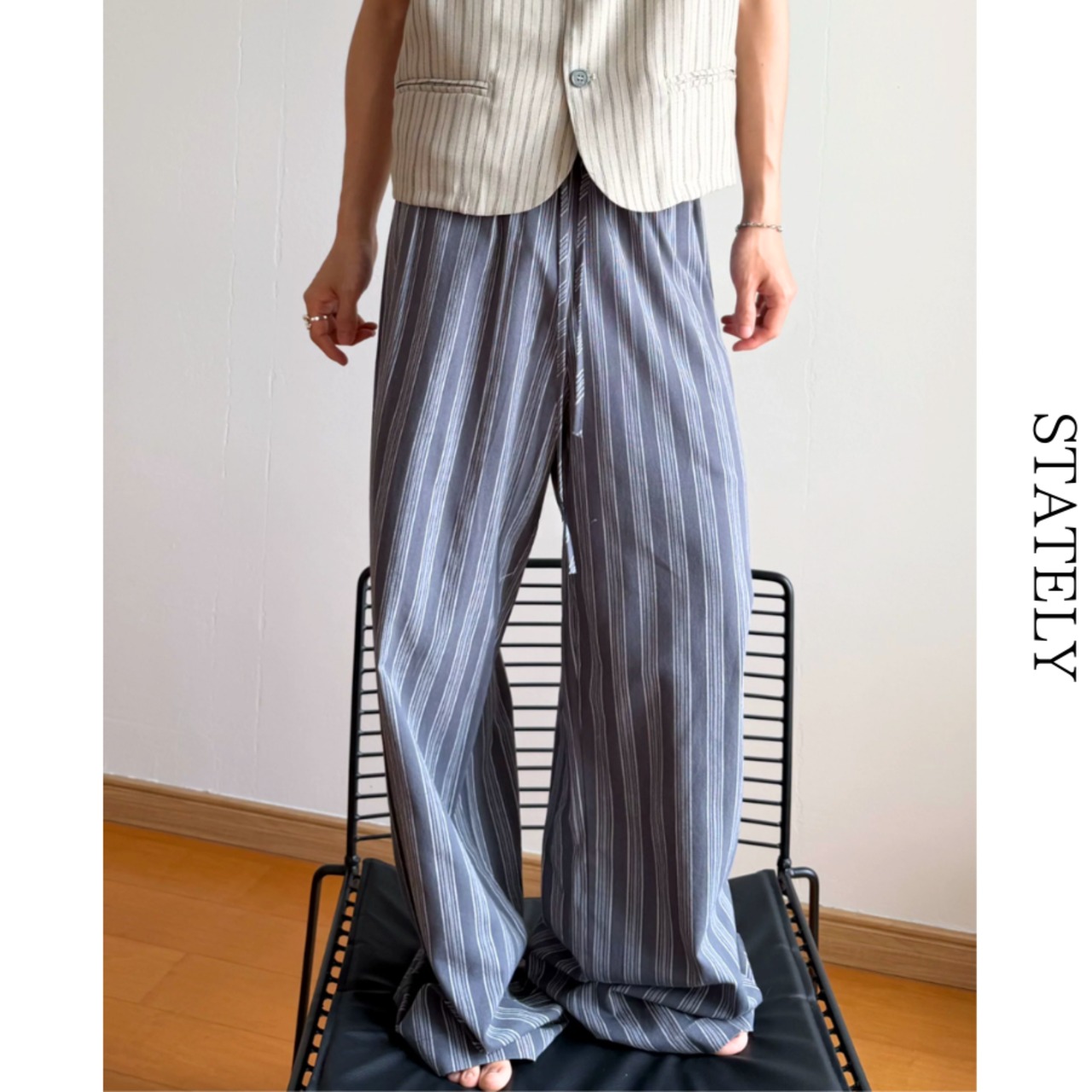 Stripe Linen ワイドパンツ/2color_B60・画像5