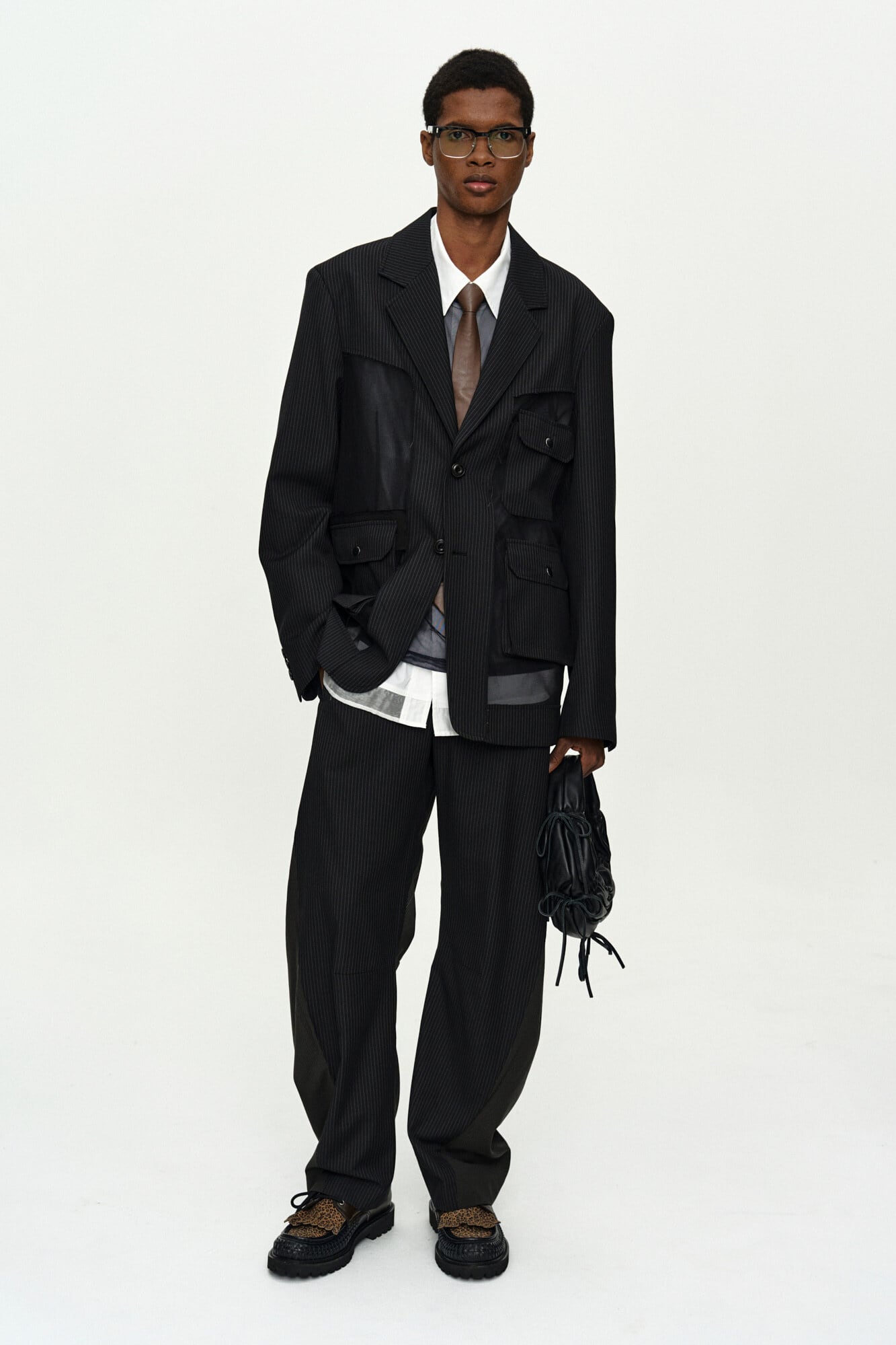 ANDERSSON BELL] TWISTED SEAM STRIPE WIDE-LEG TROUSERS apa899m