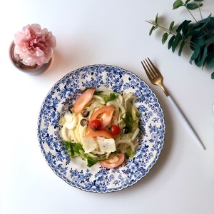 french blue flower pasta plate / フレンチブルーフラワー パスタプレート 韓国雑貨