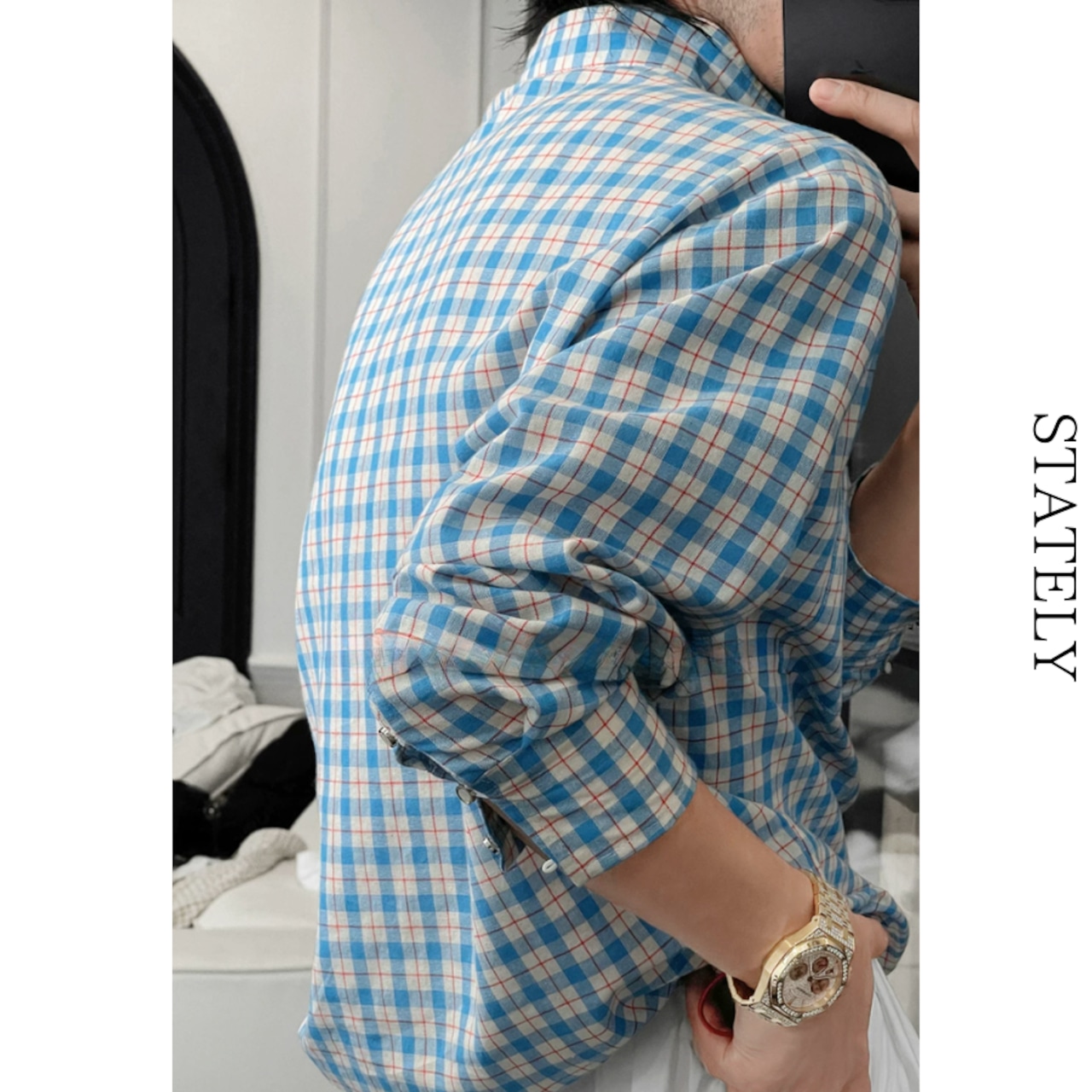 Sky Check スタンドカラーシャツ/2color_T240・画像5