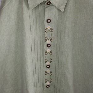 LANDHAUS　コットン　チロリアンシャツ　ドイツ古着　ミントグリーン　45