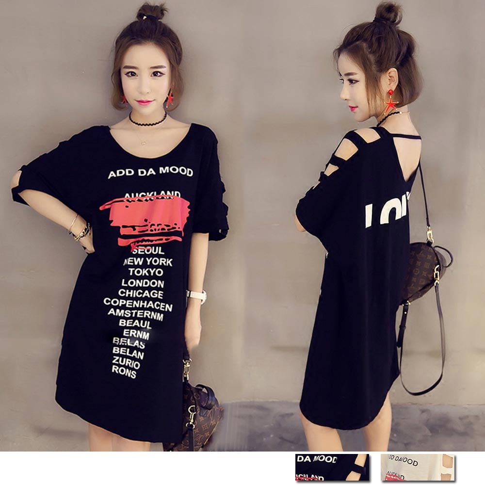 ロゴtシャツ レディース おしゃれ 5分袖 チュニック ミニワンピース