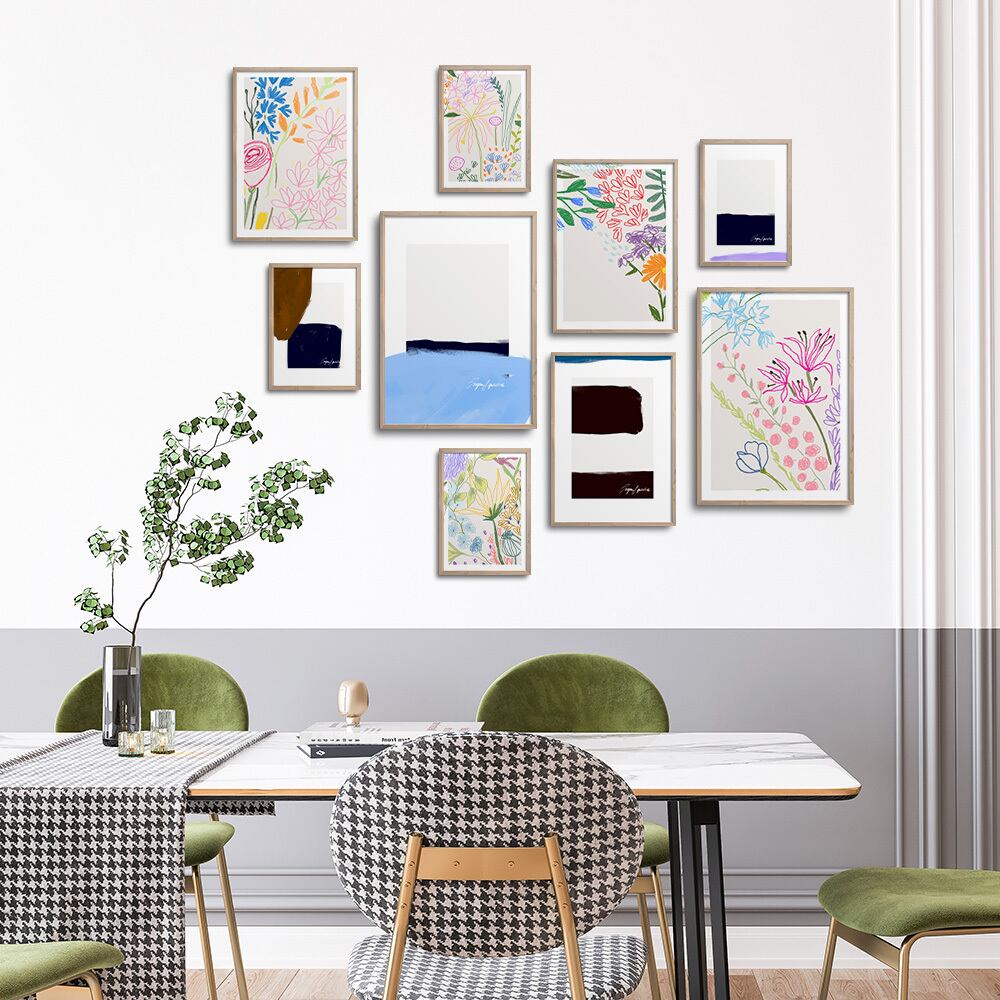 ポスター 夏のカラフルな抽象画 / i0787 / 花のクレヨン画 モダン