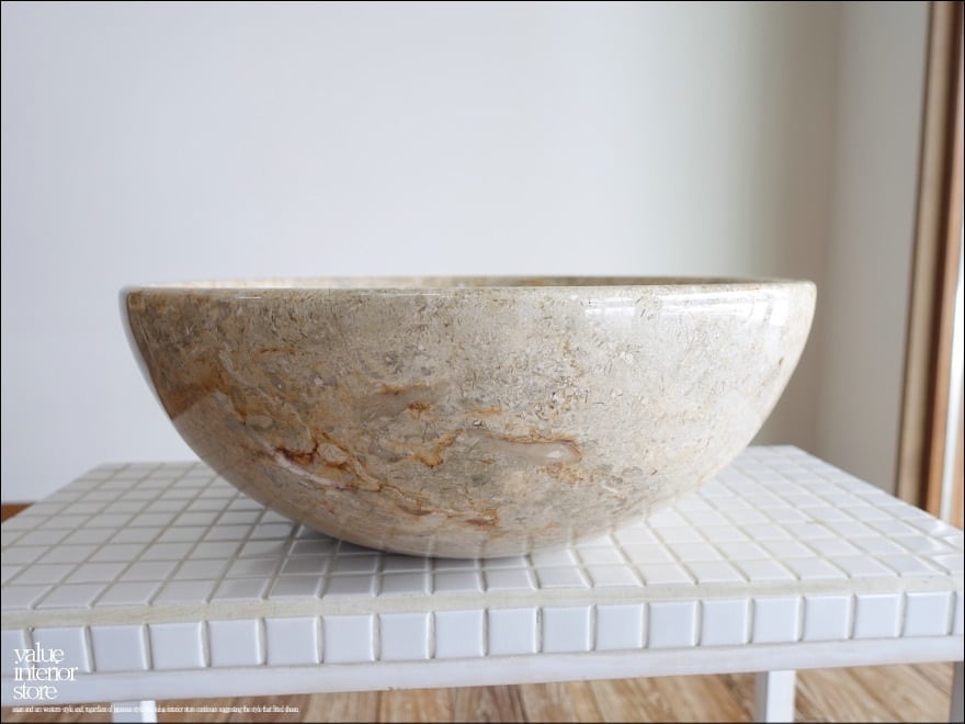 天然大理石 洗面ボウルmince/IV40cm ウォッシュボウル 手洗い鉢 手洗器 洗面器 手洗いボウル 洗面用品 マーブル Φ40 × H15cm