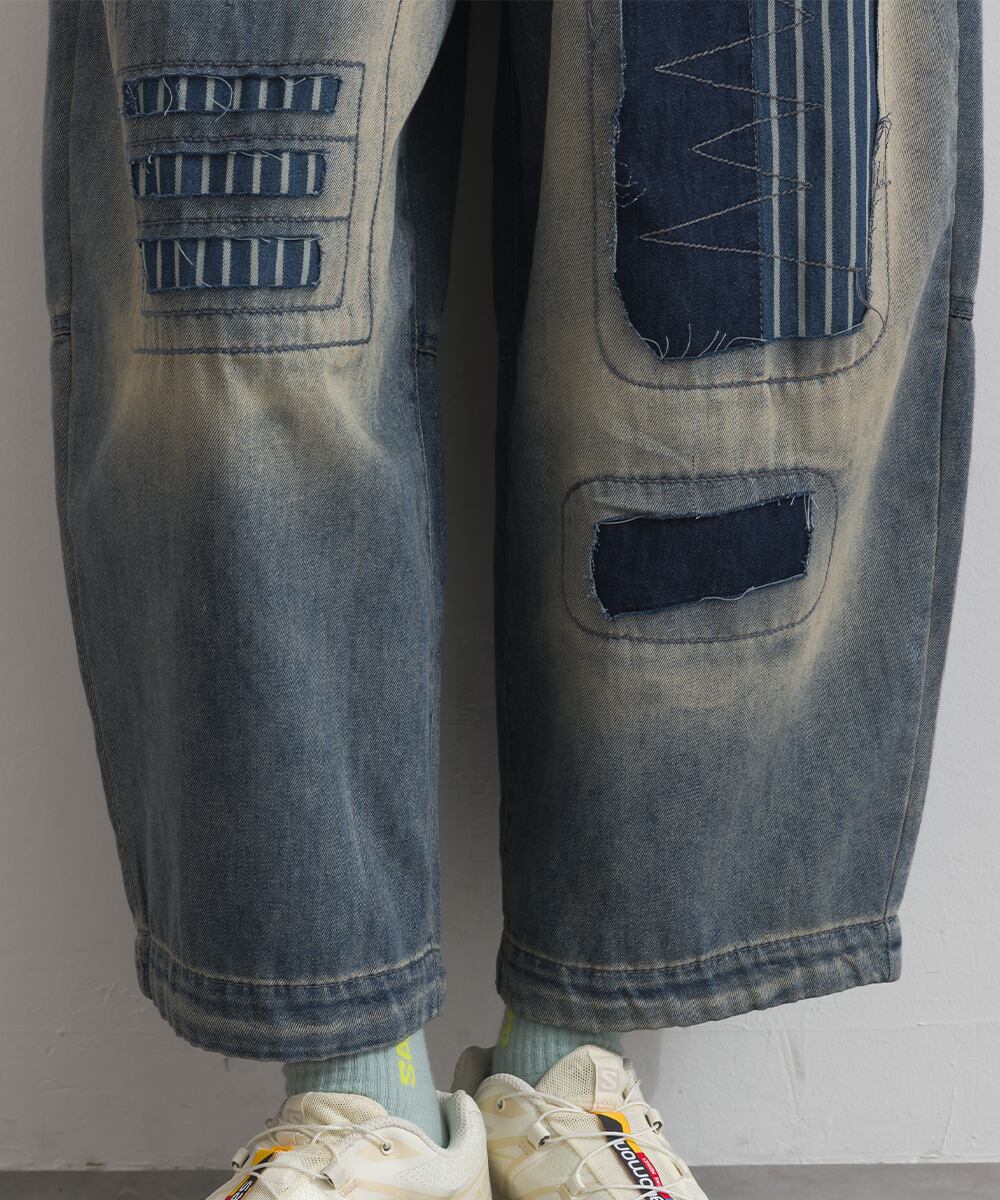 D262121 パッチワーク風ダメージデニムパンツ / Patchwork Style