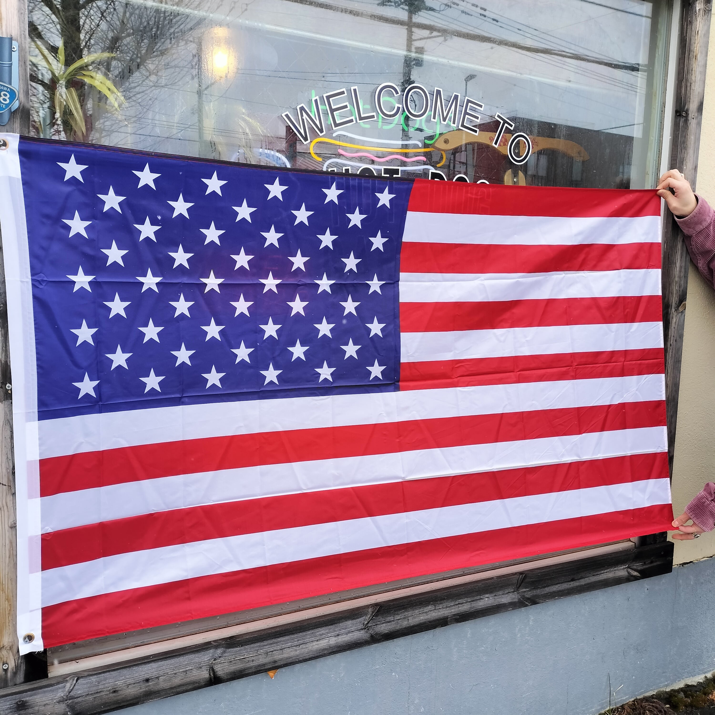 ビッグサイズ ガレージ タペストリー◇アメリカ 国旗 星条旗 USA