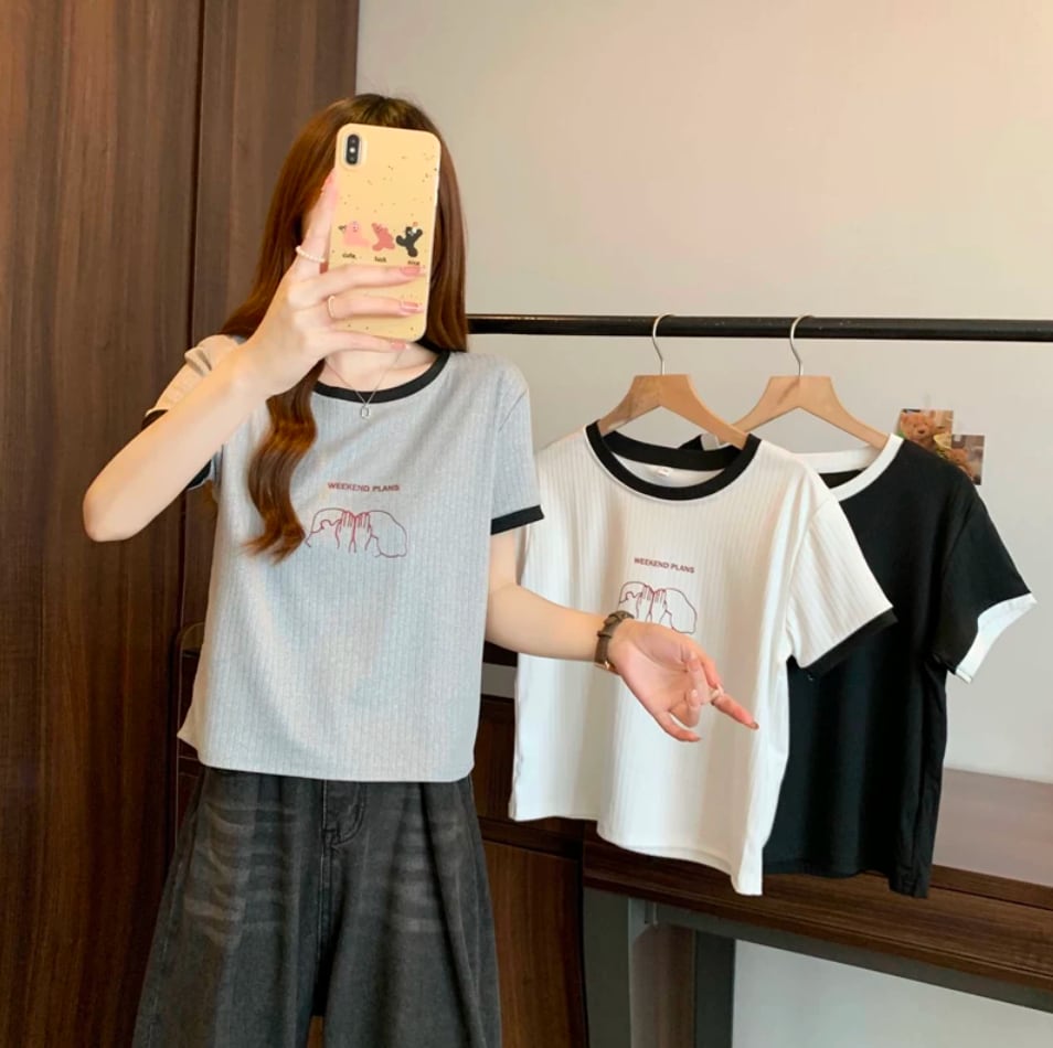 なかよしカップルのこそこそリブTシャツ