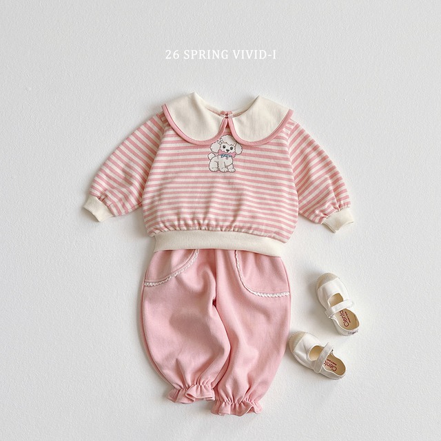 【取寄】vivid-i｜frill lace jogger pants｜フリルレースジョガーパンツ｜XS-JM｜kids&jr｜26 spring