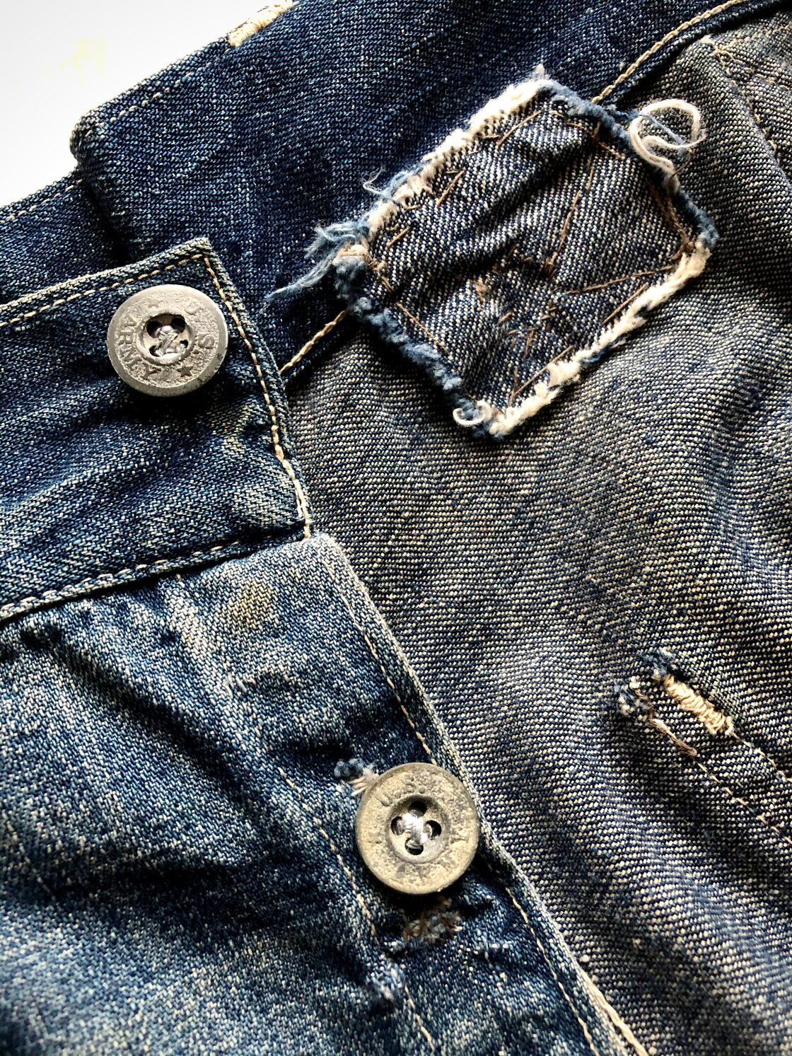 SPECIAL RARE 30s VINTAGE US.ARMY M-35 BUCKLE BACK DENIM TROUSERS 