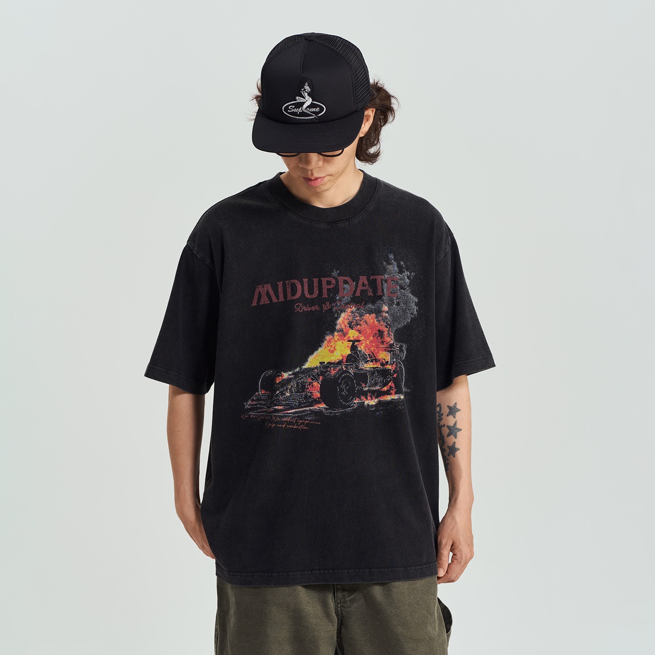 MIDUPDATE Burnout Racing Vintage Tee / バーンアウトレーシングヴィンテージTEE