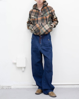 1970s western yoke zip-up plaid hoodie
