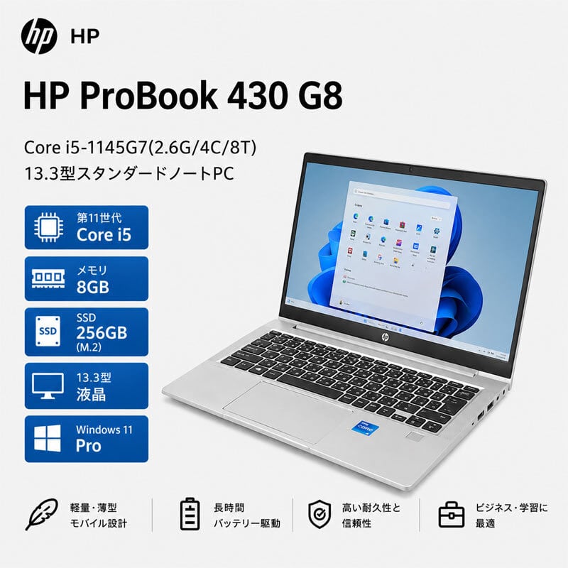 2022製 HP ProBook Core i5 11世代/8G/SSD256G 2022年 HP ProBook Core i5 11世代/8G/SSD256G ノートPC 2022年 HP