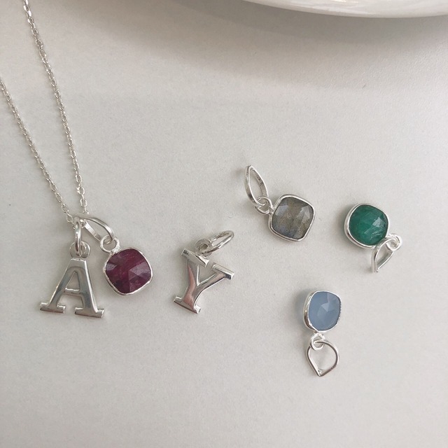 【予約販売】silver925 gemstone × my initial necklace