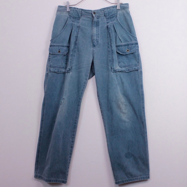 【Caka act2】"Eddie Bauer" Distressed Design Vintage Cargo Denim Pants