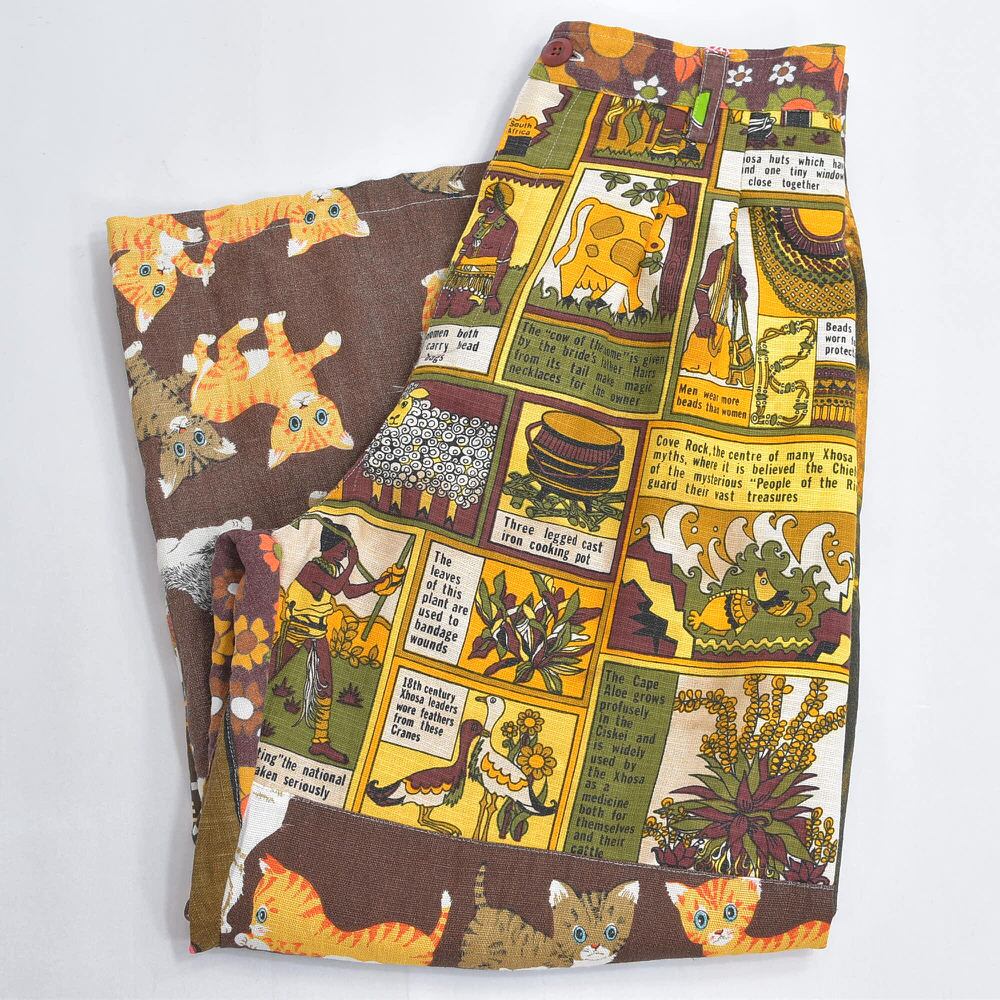 Remakeリメイク ヴィンテージ テキスタイル パッチワーク デザイン 再構築 ワイド ルーズシルエット バギーカーゴパンツ ツギハギ 古着 裏地付き W68~90cm