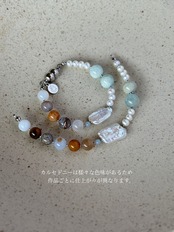 bracelet | chalcedony ×pearl［GB039-BL］