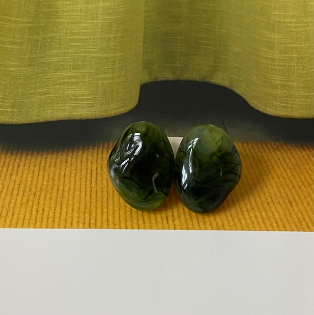 1990s Green Marble Stone Design Earrings AD156