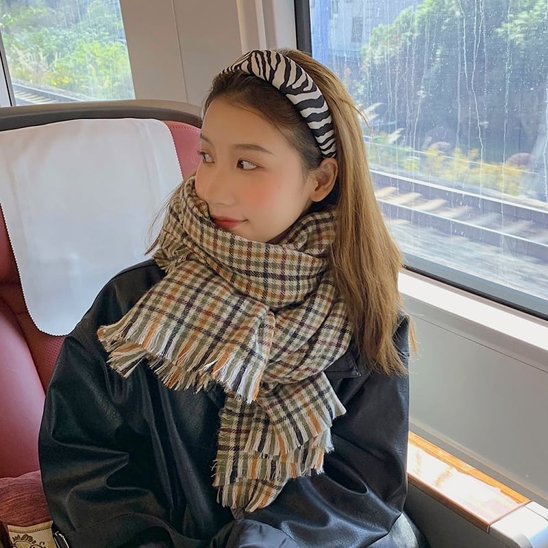 格子柄スカーフ ウィンターオータムニット 秋物 冬物 ブラック・アイド・ピーズ26055966721