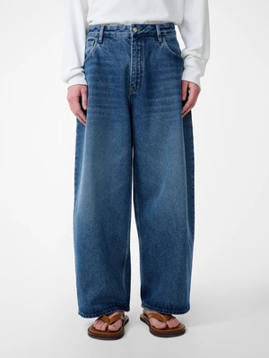 STUDIO NICHOLSON "PAOLO" DENIM PANT IN WORN WASH INDIGO