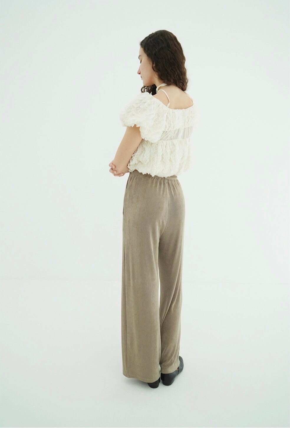 CLANE W FACE TOPSTITCHED FRILL TOPS -IVORY- | Chapel