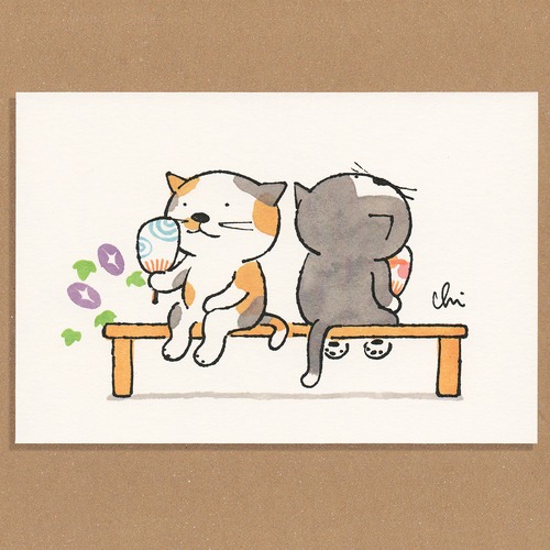 にゃんきーとすポストカード　[夕涼み]