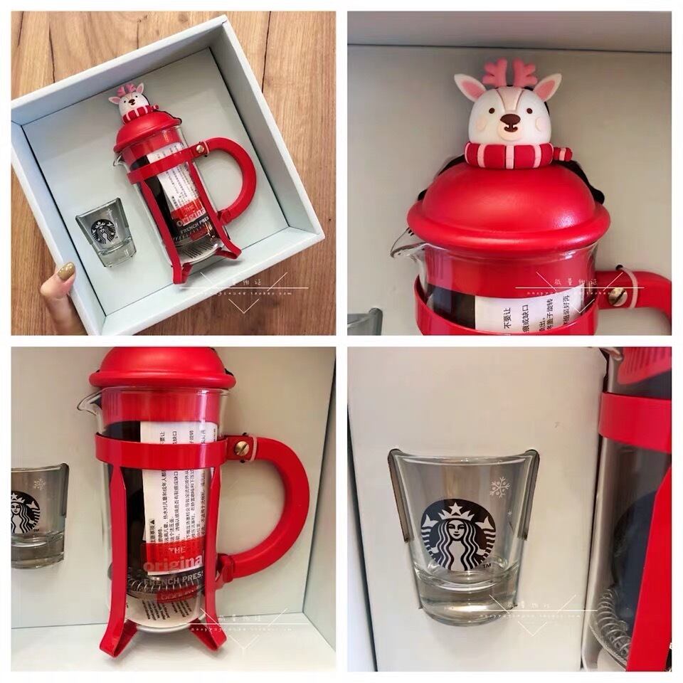 ショット付き！トナカイ BODUM フレンチプレス タンブラー マグカップ 台湾 スターバックス 韓国 中国 海外 北米 STARBUCKS