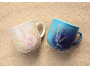 沖縄の海と縁起の良い珊瑚カップ 【瑠璃紺】×【純白】