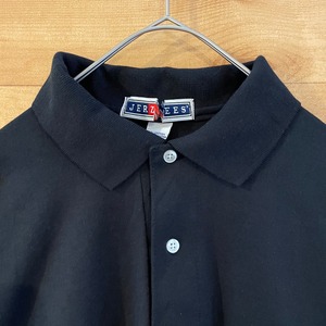 【JERZEES】USA製 ポロシャツ 胸ポケット 無地 黒ボディ XL ビッグサイズ US古着 アメリカ古着