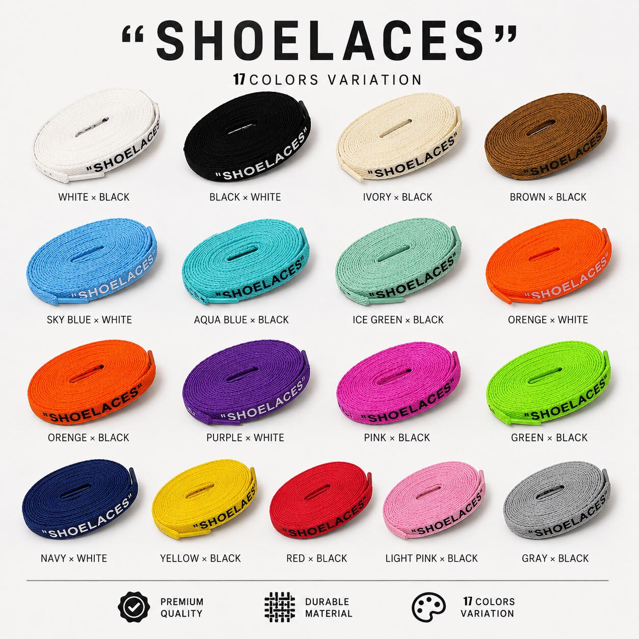 シューレース 【ラバープリントで剥がれにくい文字】 LOGO SHOELACE 靴