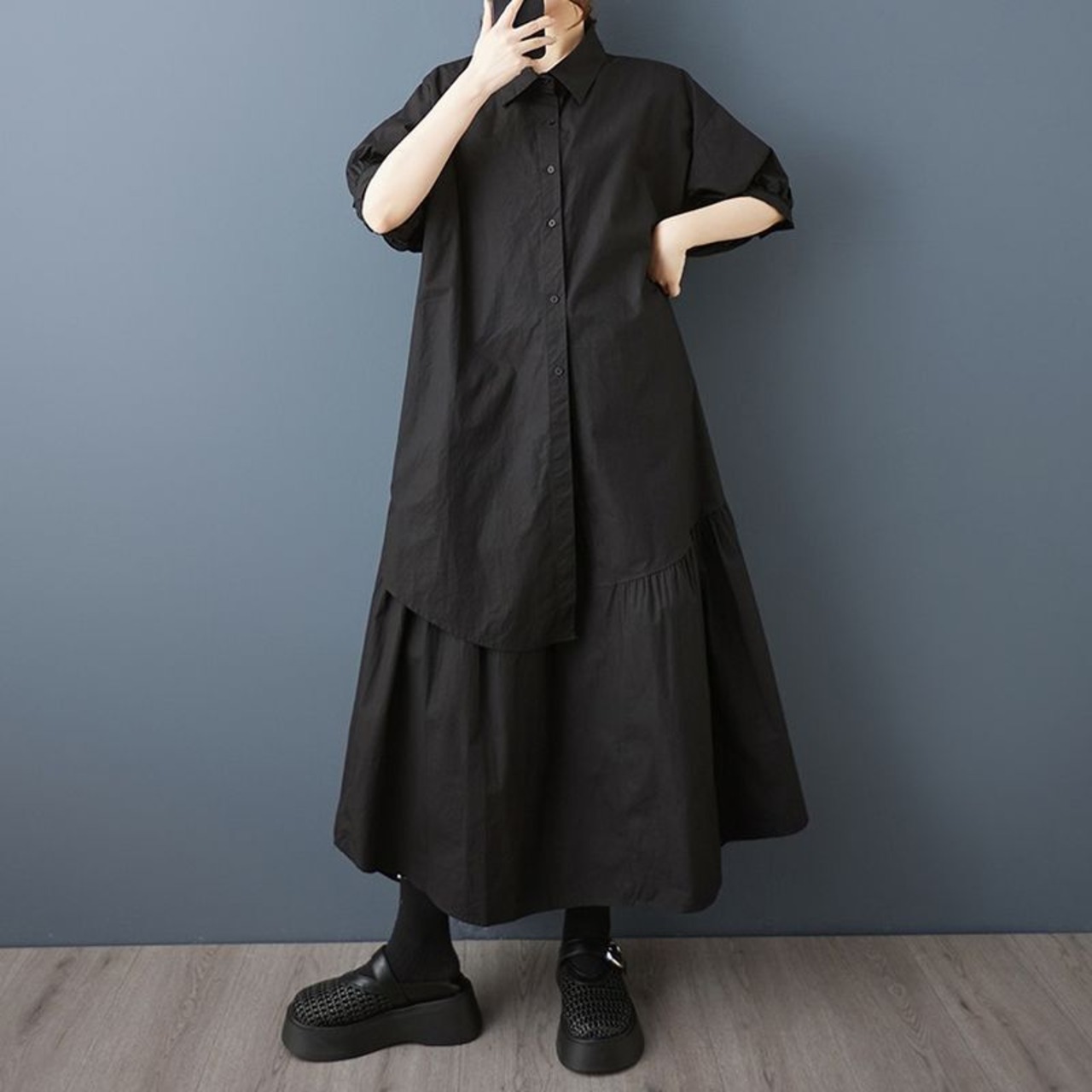 アシンメトリー レイヤード風 ワンピース  30172