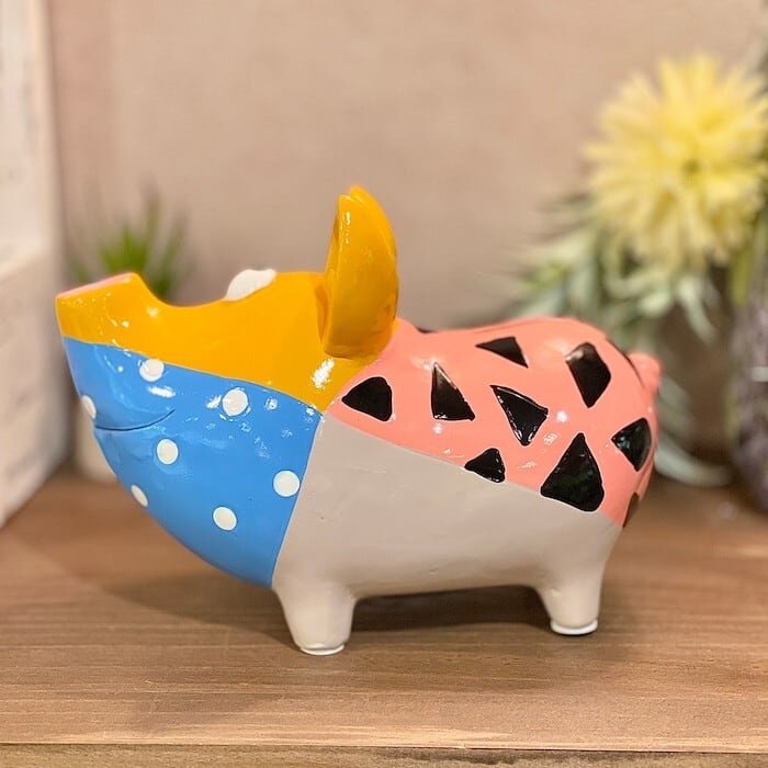 カラフルアニマル貯金箱 ブタ 豚 ぶた 金運 ポンピドゥ風 アート