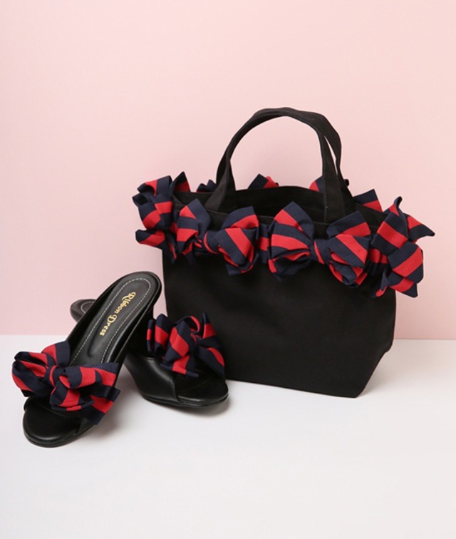 FINAL SALE★spg0031- シューズクリップ《グログラン・２トーンボーダーツィストリボン》