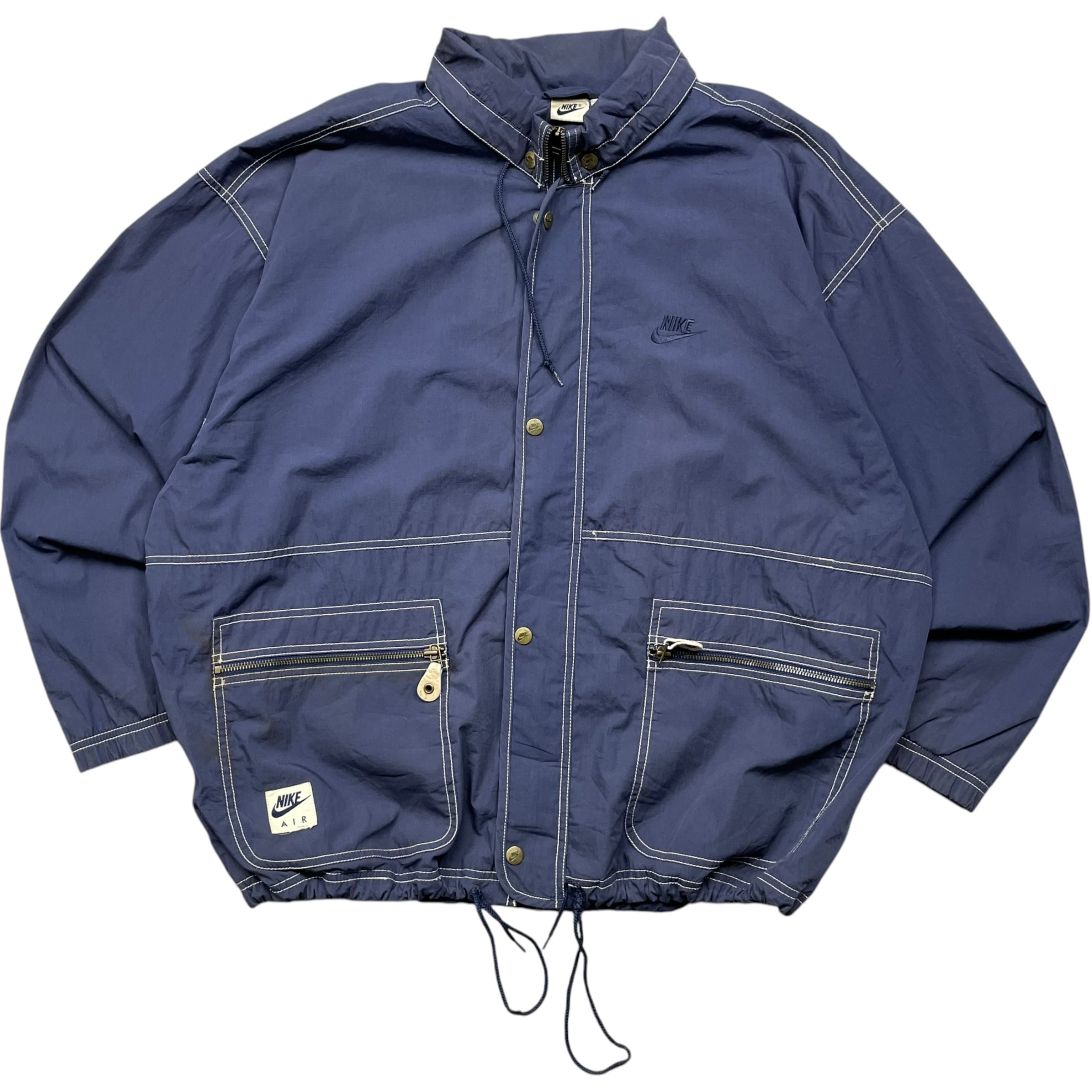 《L》 NIKE ナイキ ナイロンジャケット 刺繍 ネイビー 90年代 vintage no.4854