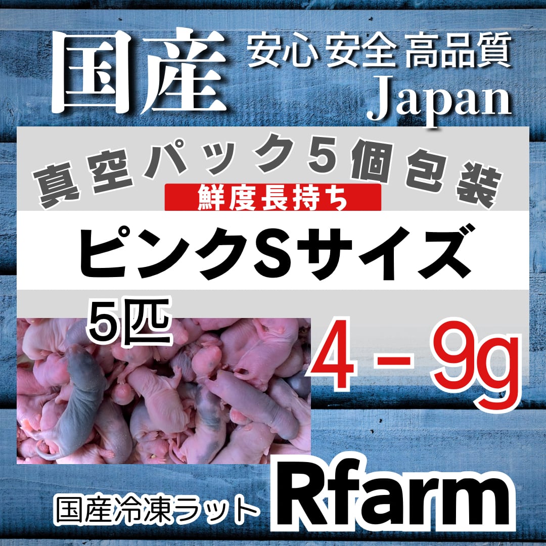冷凍ラットピンクS5匹 [±4-9g] | 国産冷凍ラットRfarm・アール