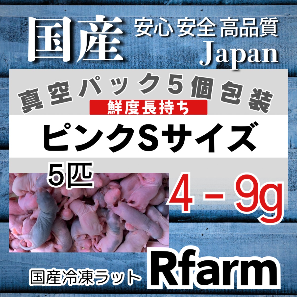 冷凍ラットピンクS5匹 [±4-9g] | 国産冷凍ラットRfarm・アール