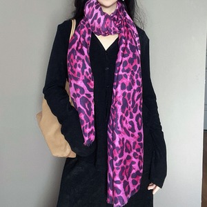 fuchsia leopard print scarf<a3195>