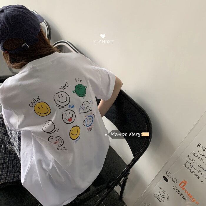 ホワイトTシャツ ルーズサマー 夏物 モンロー49553651353