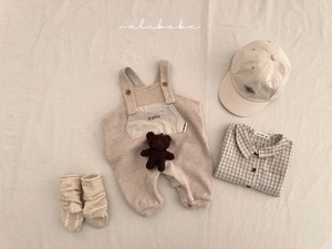 【valu bebe】ワッフルサロペット オートミール 70〜80cm