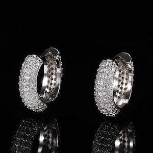 Iced Out Hoop Earrings 【SILVER】