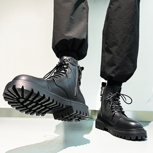 【TR1296】Lace-up Leather Boots