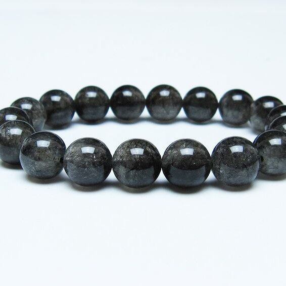 ブラックルチルクォーツ ブレスレット 11mm ブラックトルマリン トルマリネイテッドクォーツ 一点物 メール便可 [M便 1/10] 111-47055