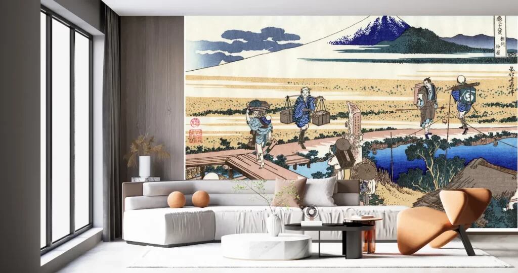 葛飾北斎 冨嶽三十六景 穏田の水車 壁紙アート クロス 日本画