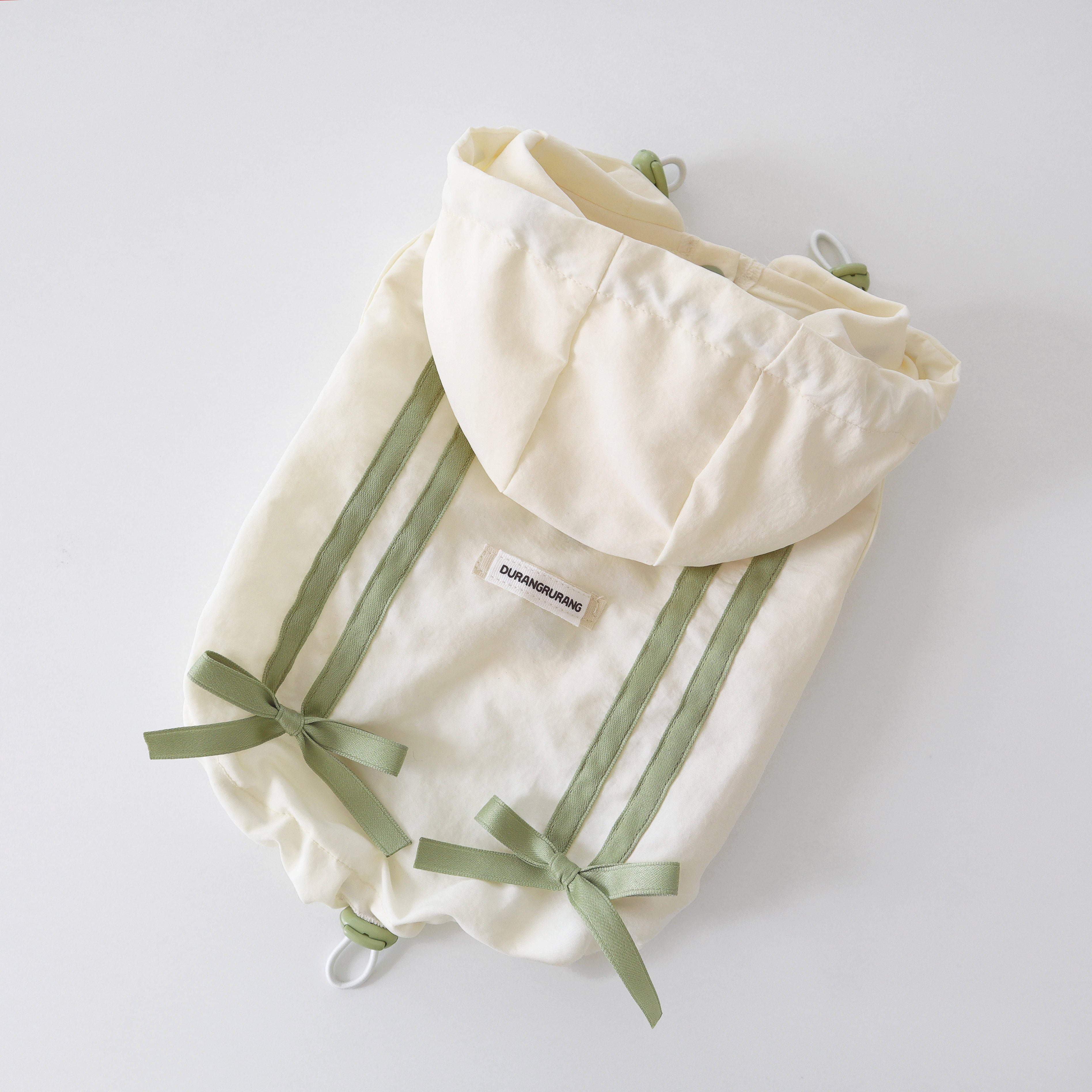 S.M/即納【DURANG RURANG】Ribbon Hood Wind Breaker (Cream)