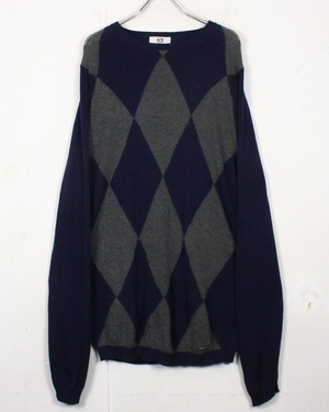 【Caka act2】“ICEBERG” Argyle Pattern Mohair Blend Knit Sweater