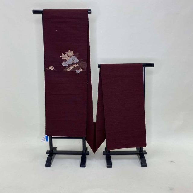 名古屋帯 なごや帯 中古 リサイクル リユース 八寸 普段着 お洒落着 紬 小紋 正絹 鶯色 エンジ 明るい茶色 ハンドメイド 1871